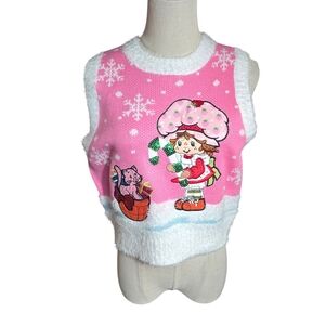 Strawberry Shortcake Retro Pink Sweater Vest NWT